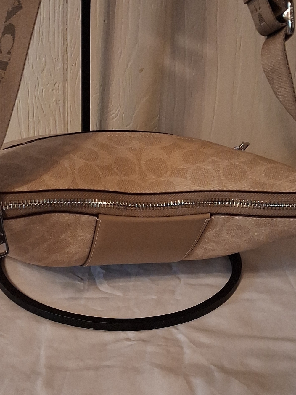 Coach Signature Ellie File Canvas and Leather Shoulder Bag in Khaki - Picture 8 of 14